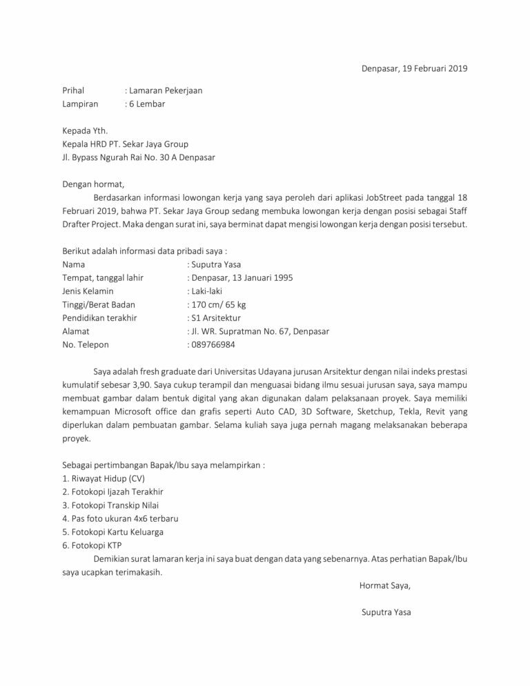 Membuat Surat Lamaran Kerja | Lokerbali.info | Lowongan Kerja Bali