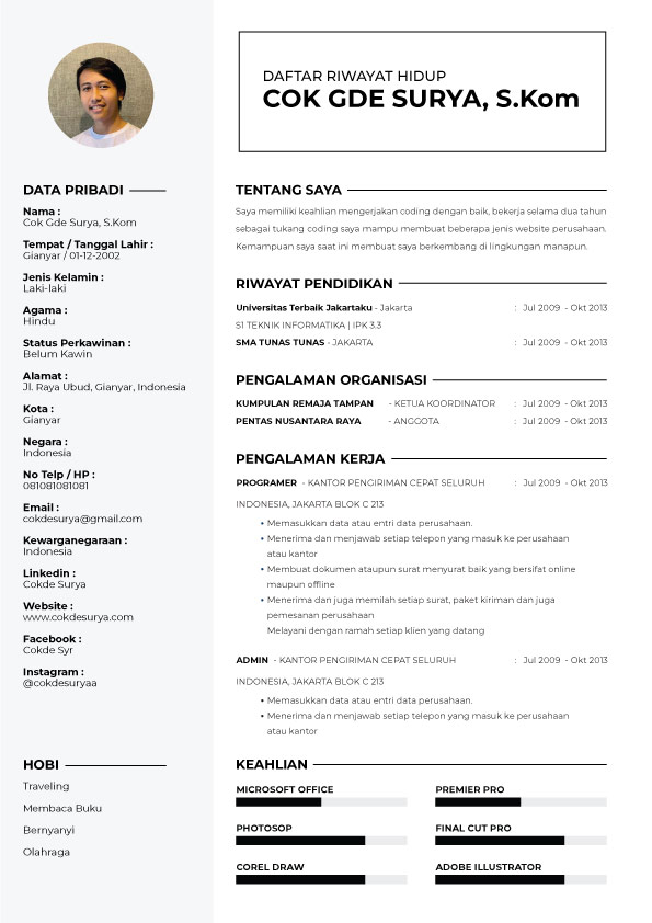 Cara Buat CV Lamaran Kerja Gratis dengan BikinCV - Template CV Penatih