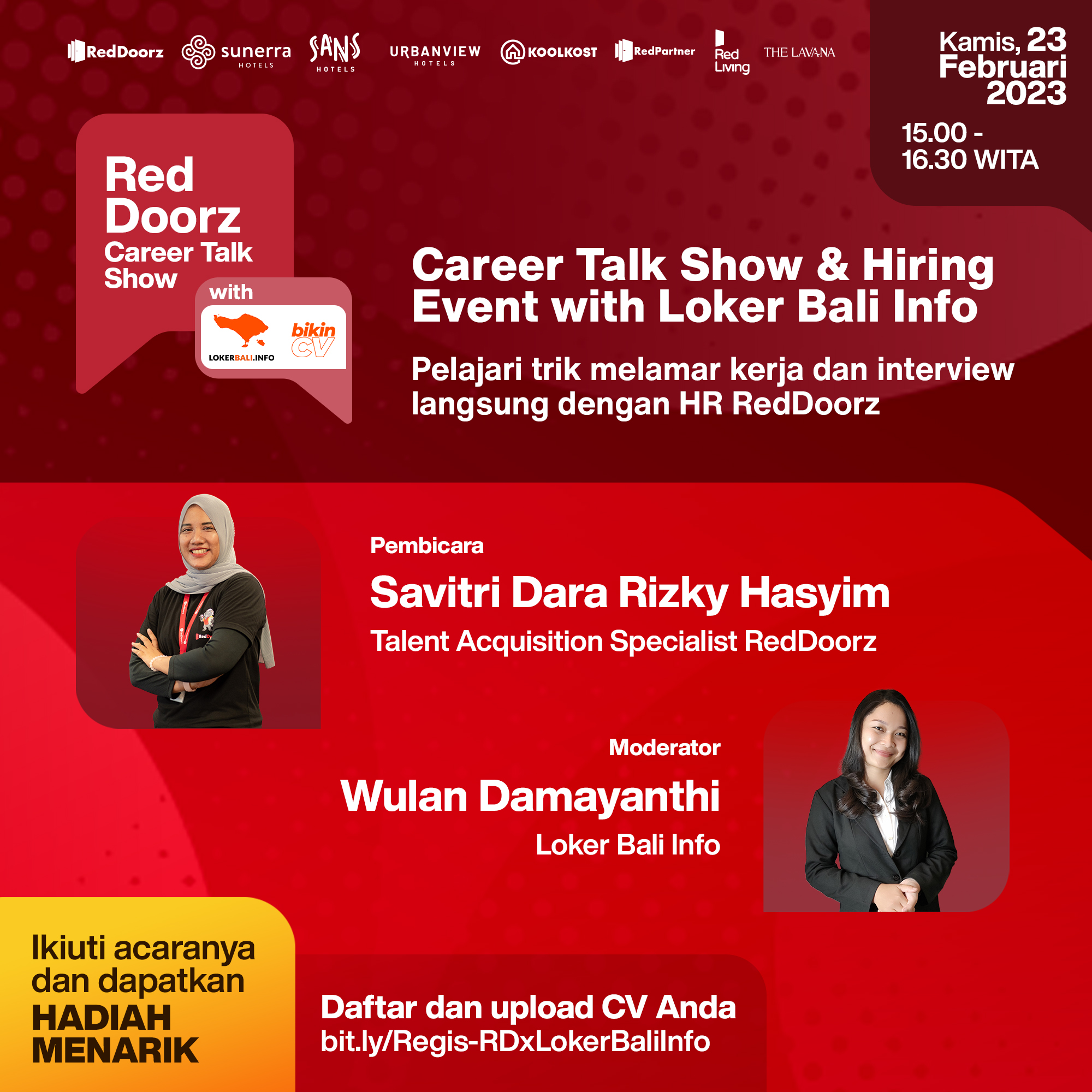 Daftar Segera – RedDoorz Career Talkshow & Hiring Event with LOKER BALI INFO