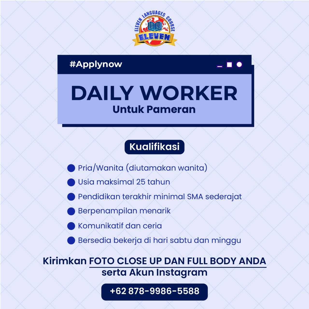Lowongan Daily Worker Pameran di Eleven Languages Course - Kota ...